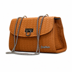 Chevron Embossed Chain Shoulder Bag