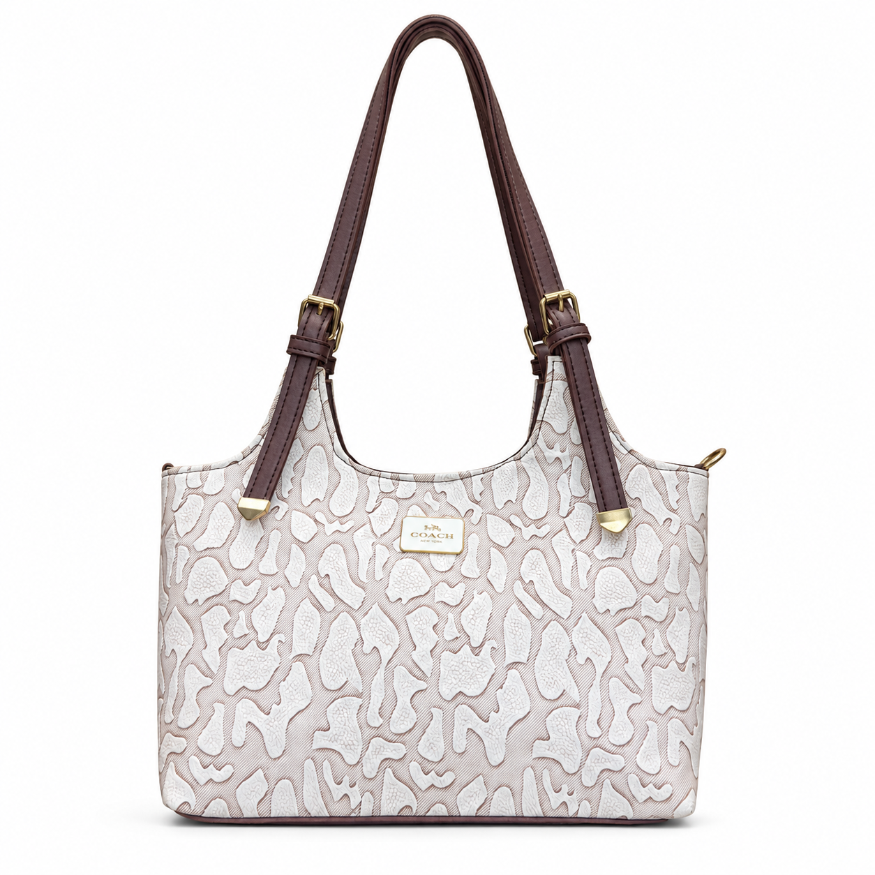 Structured Embossed Shoulder Tote Bag