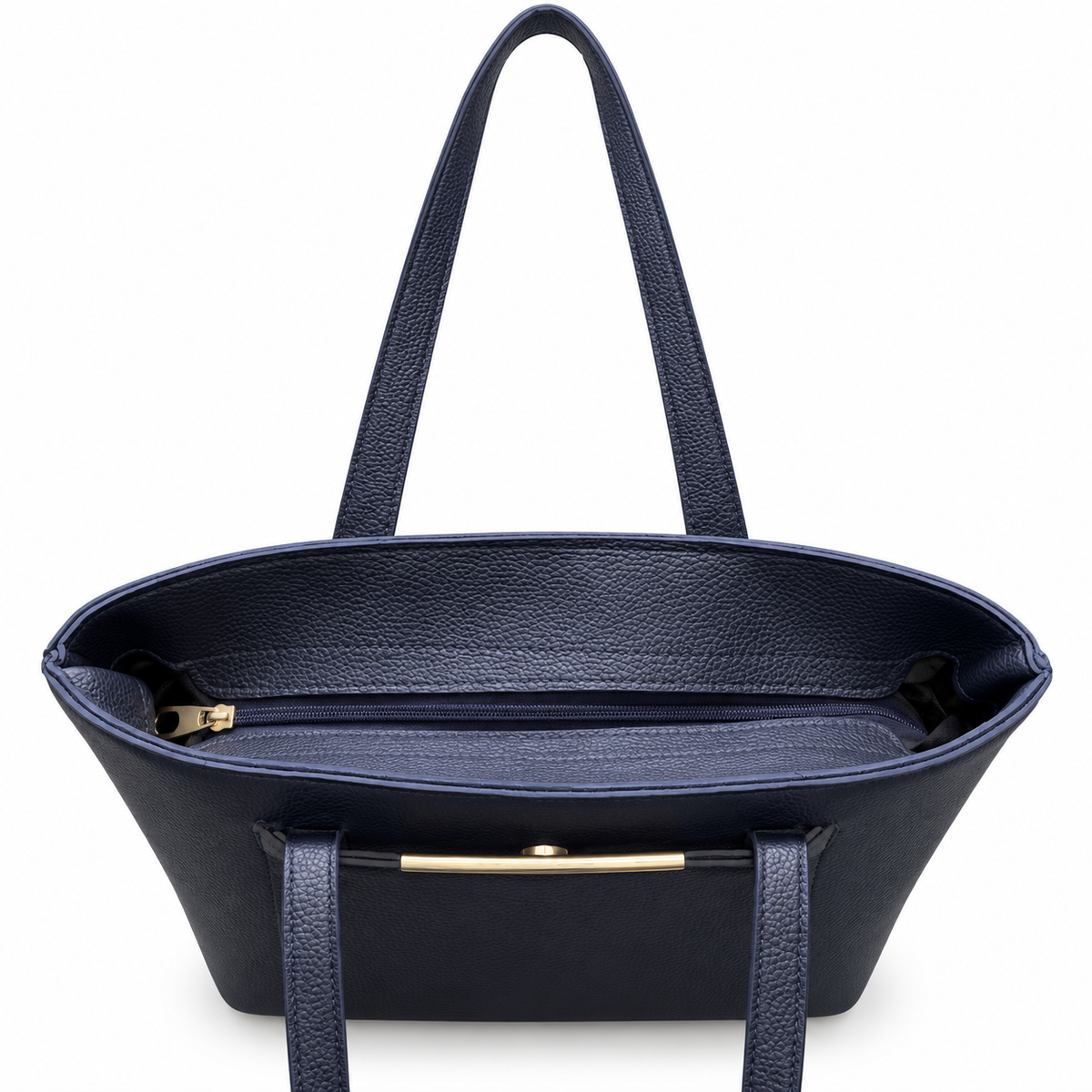 Structured Textured Shoulder Tote with Front Pocket