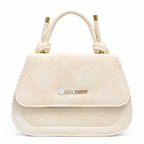 Textured Top-Handle Handbag with Scarf Accent