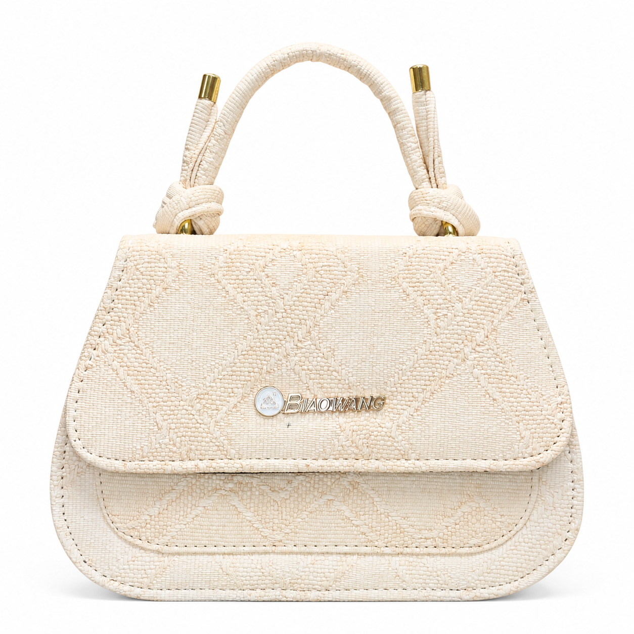 Textured Top-Handle Handbag with Scarf Accent