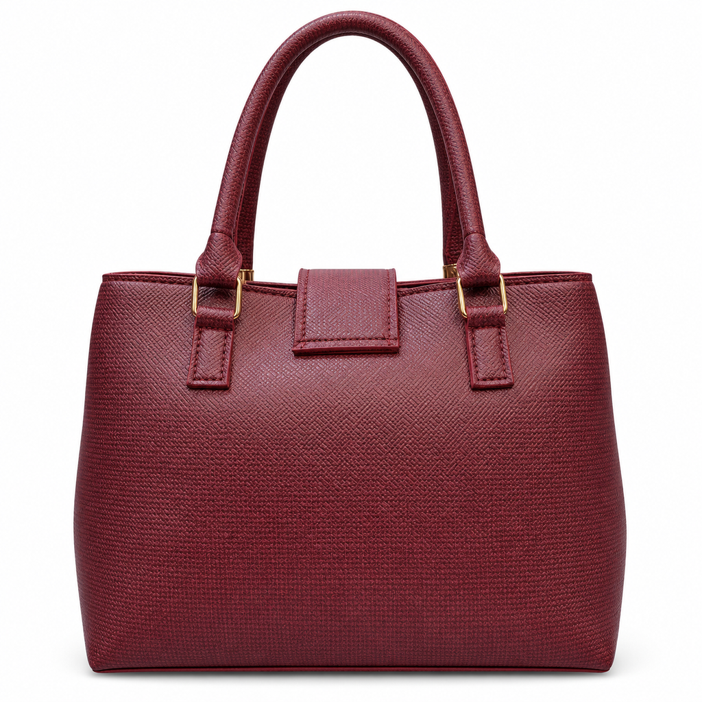 Structured Textured Handbag with Bow & Pearl Charm