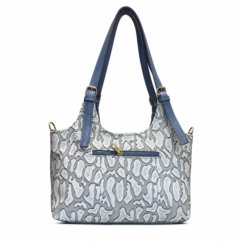 Structured Embossed Shoulder Tote Bag