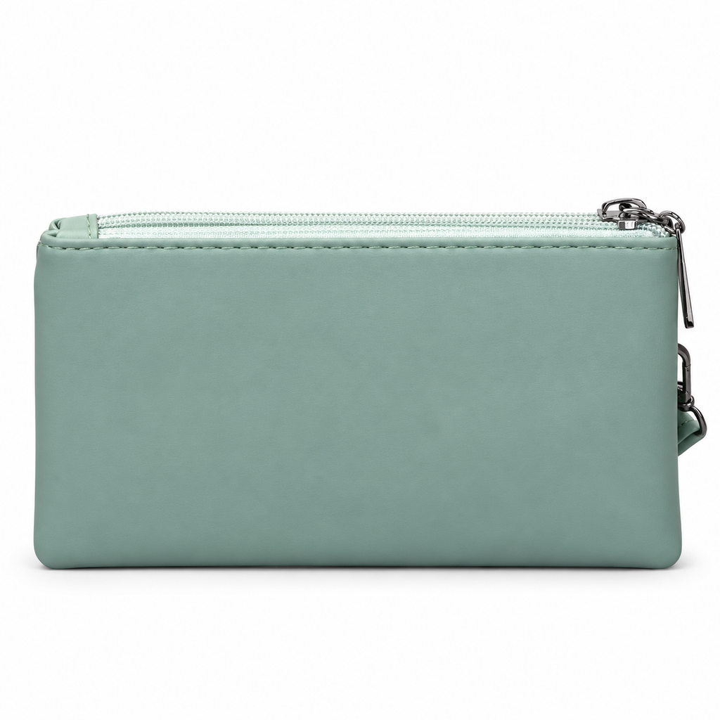 Quilted Double-Zipper Wristlet Pouch
