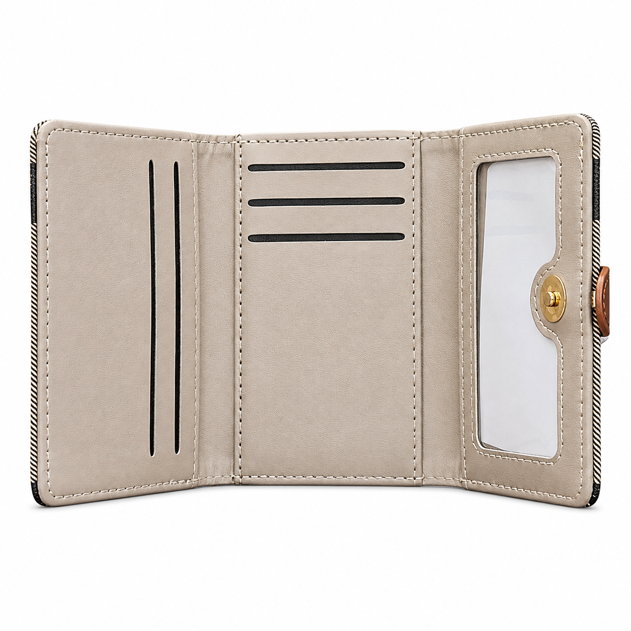 Compact Check-Pattern Buckle Wallet