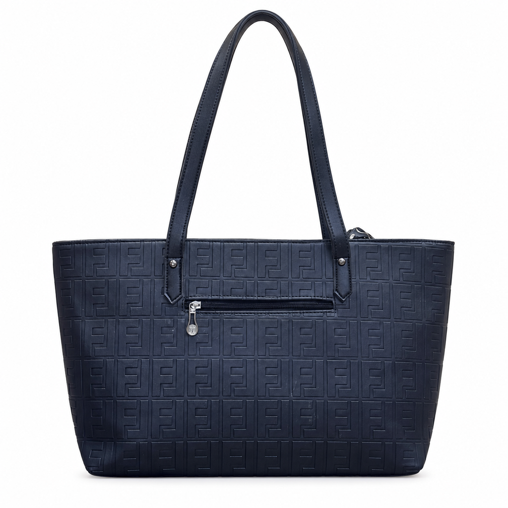 Structured Embossed Tote Bag with Scarf Accent