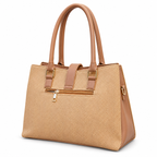 Structured Herringbone Handbag with Shoulder Carry Option