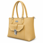 Pebbled-Texture Structured Front-Pocket Tote Bag