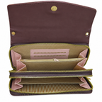 All-Over Letter-Pattern Flap Clutch