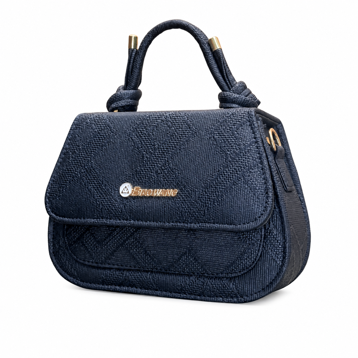 Textured Top-Handle Handbag with Scarf Accent