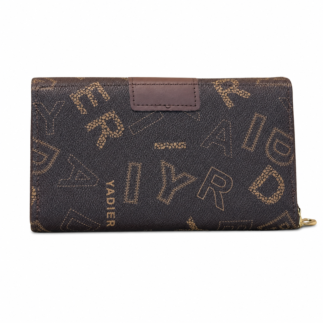 All-Over Letter-Pattern Flap Clutch