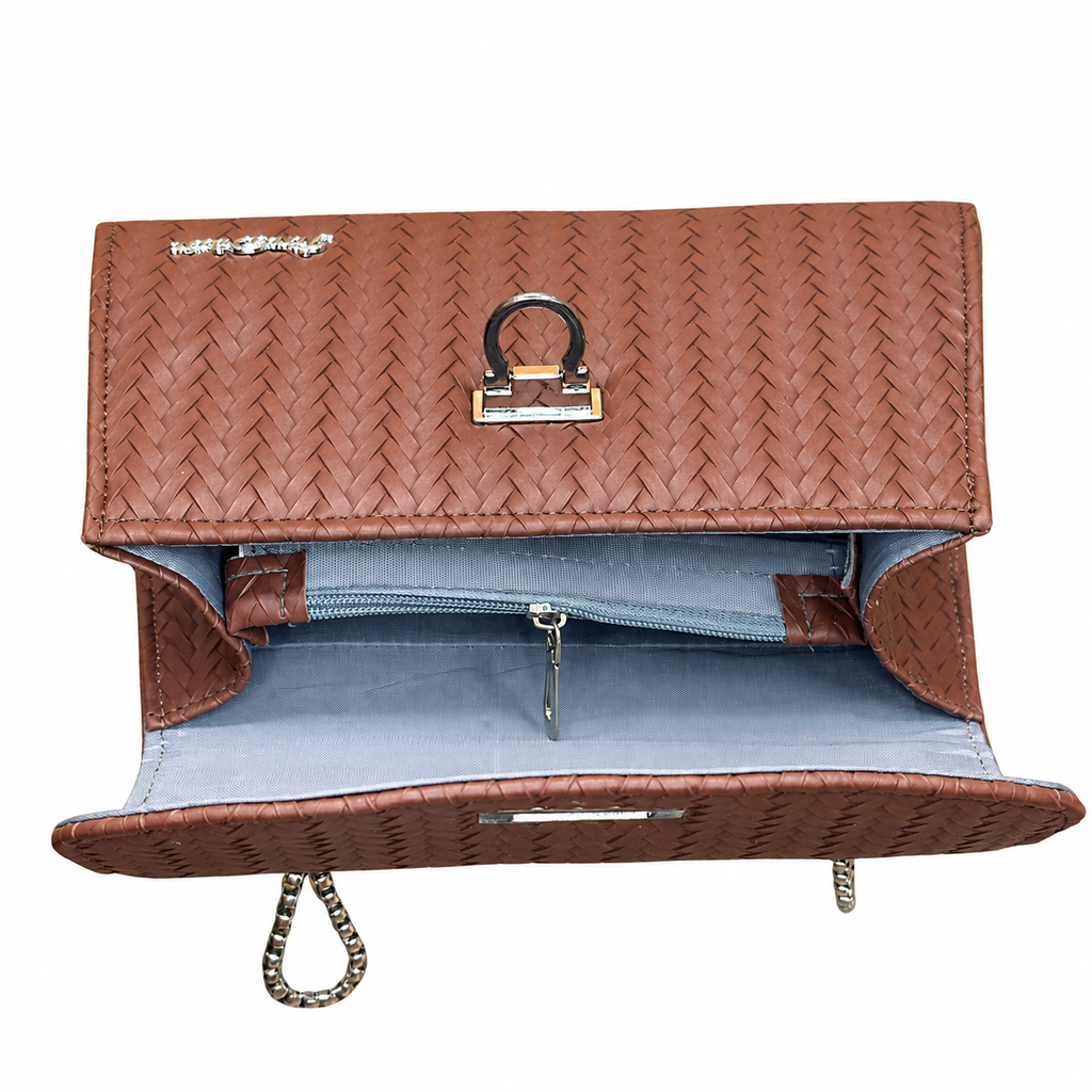 Chevron Embossed Chain Shoulder Bag