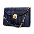Checked-Flap Structured Top-Handle Handbag