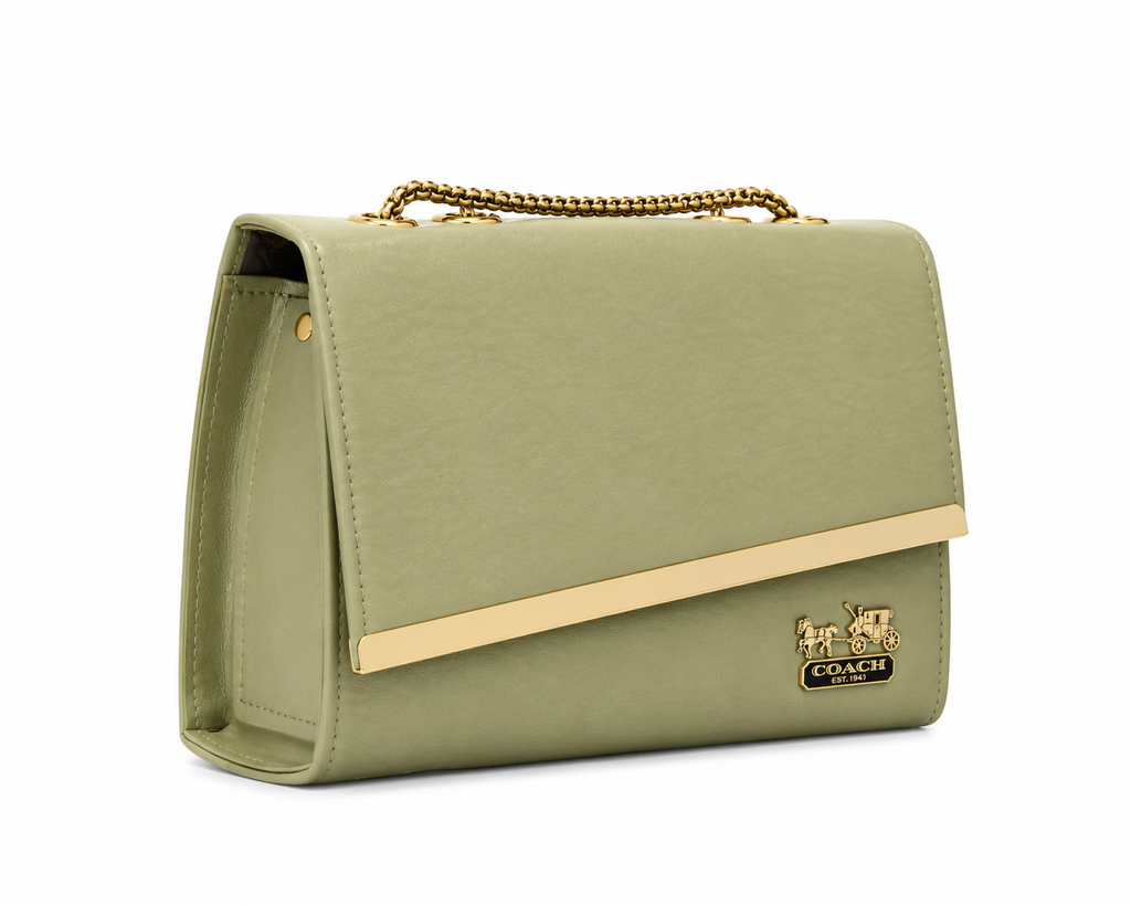 Diagonal-Bar Chain Flap Shoulder Bag