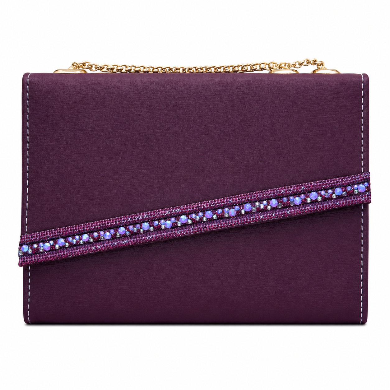Crystal-Detail Envelope Chain Shoulder Bag