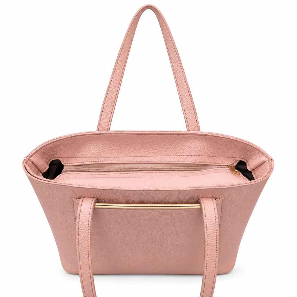 Structured Textured Shoulder Tote with Front Pocket