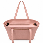 Structured Textured Shoulder Tote with Front Pocket