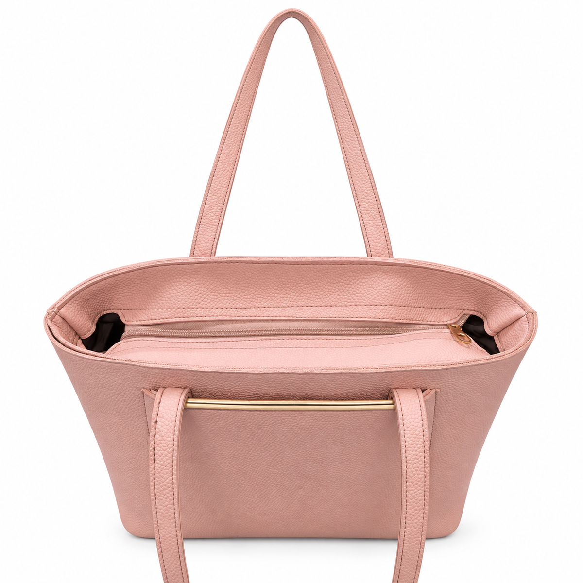 Structured Textured Shoulder Tote with Front Pocket