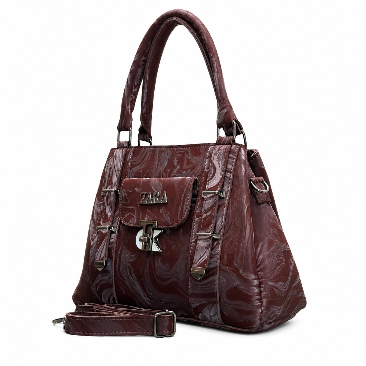 Marbled Structured Handbag