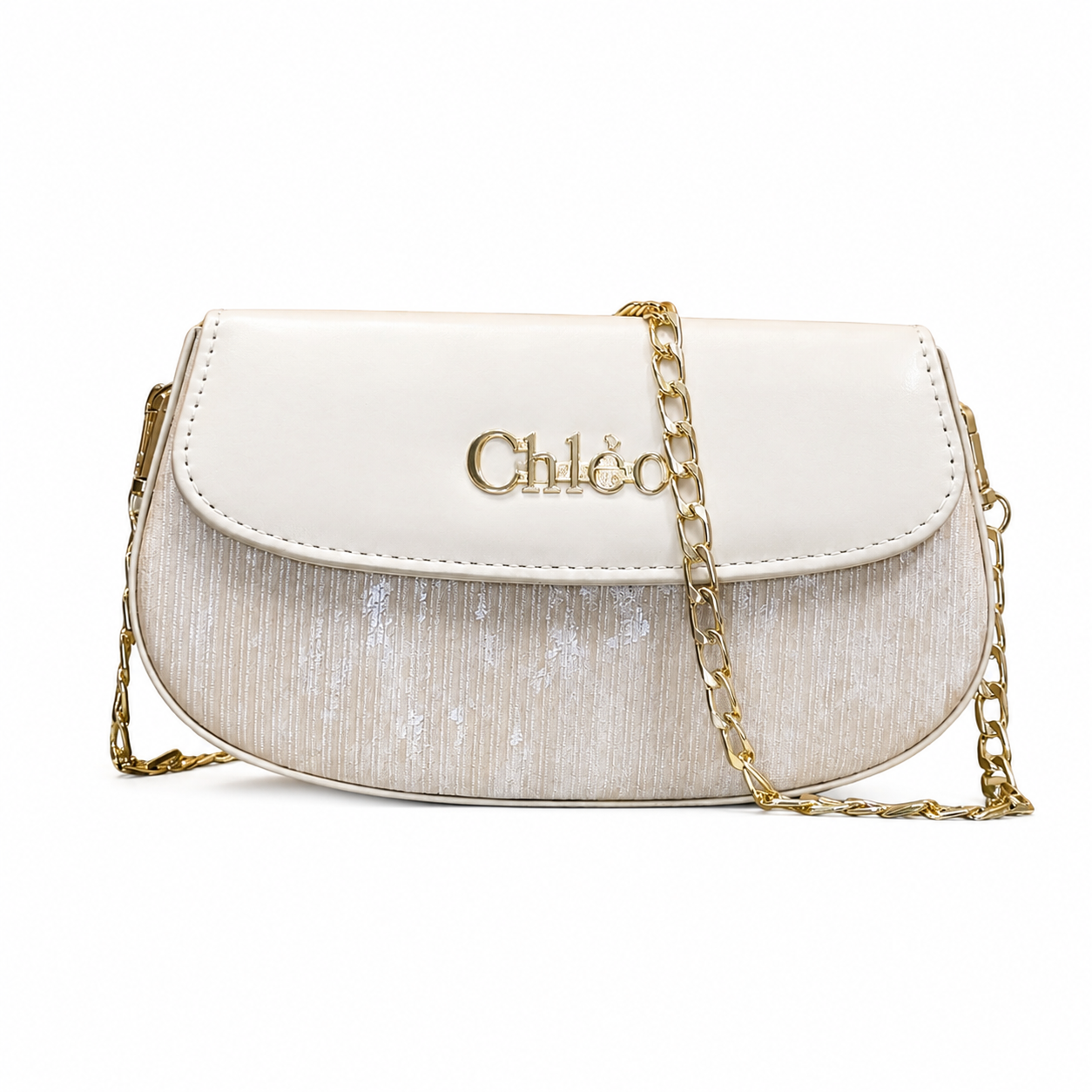Pleated Textured Flap Chain Shoulder Bag