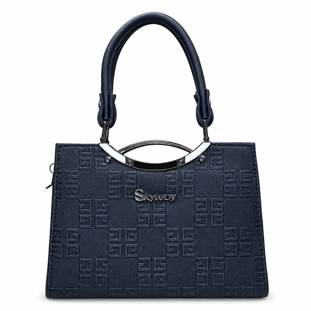 Geometric Embossed Double-Handle Handbag