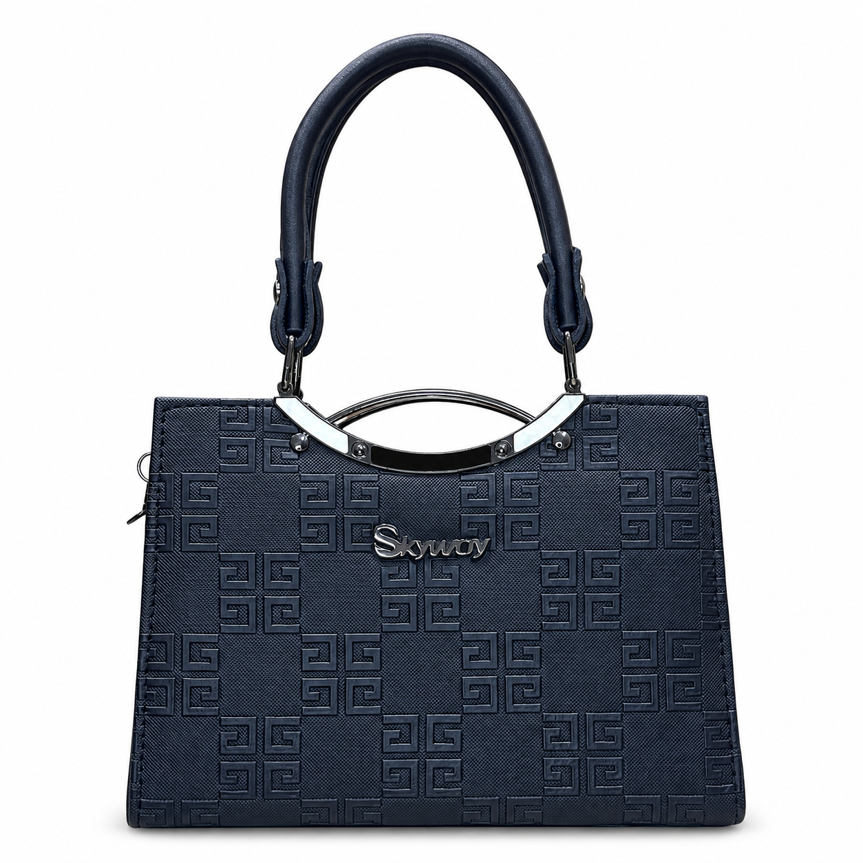 Geometric Embossed Double-Handle Handbag