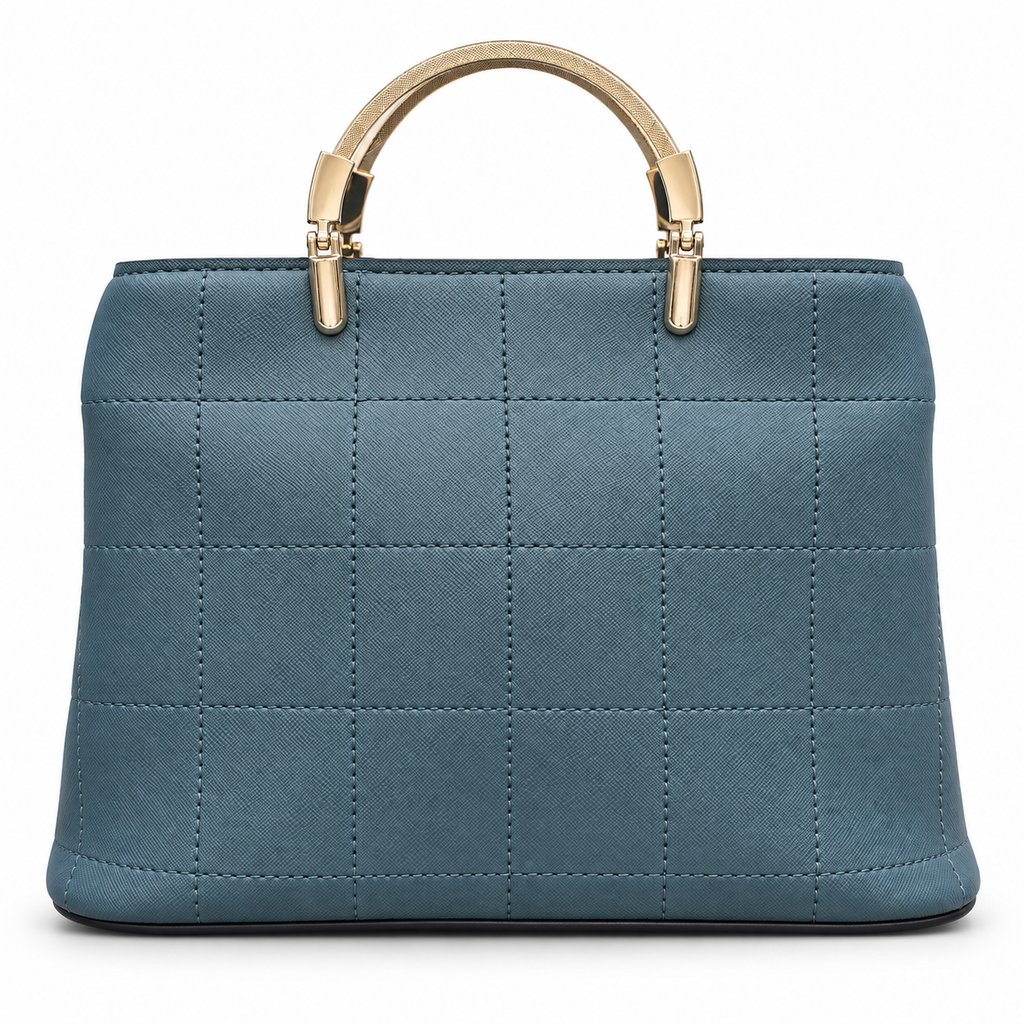 Structured Grid-Textured Top-Handle Handbag