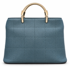 Structured Grid-Textured Top-Handle Handbag