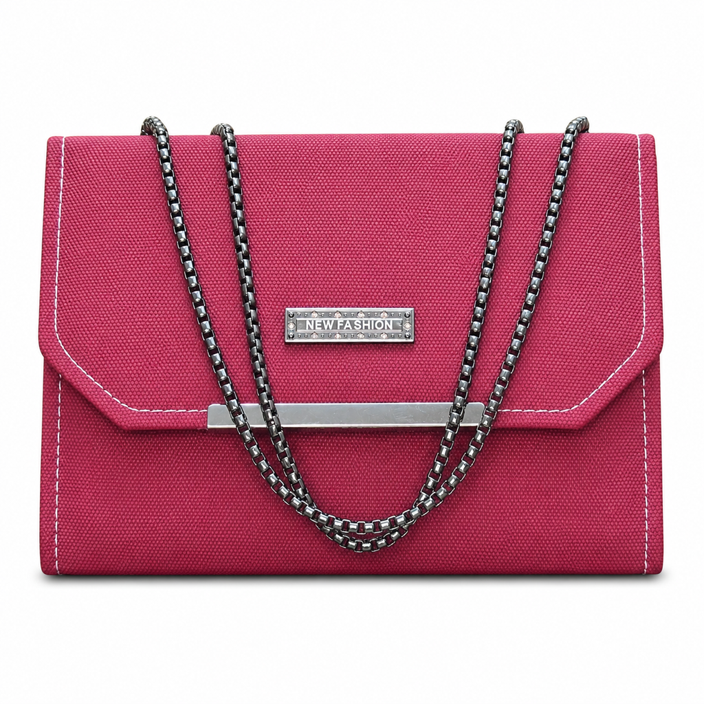 Textured Double-Chain Flap Shoulder Bag