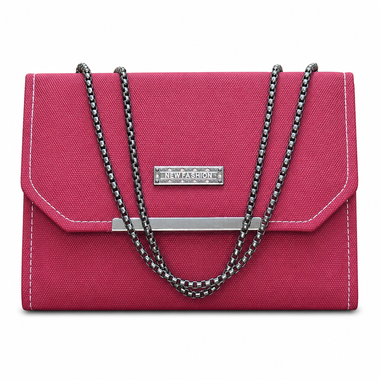 Textured Double-Chain Flap Shoulder Bag