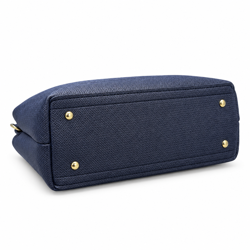 Structured Textured Handbag with Bow & Pearl Charm