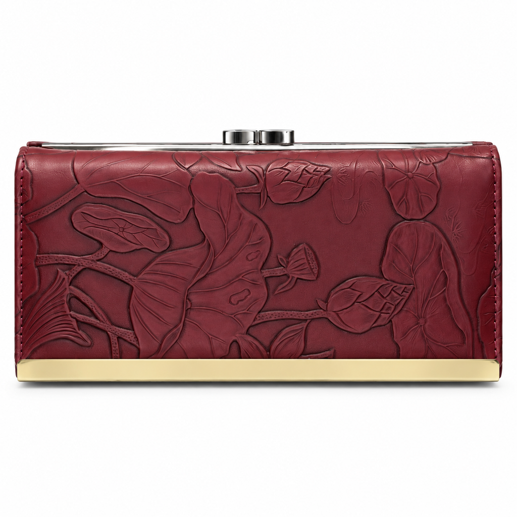Floral Embossed Frame Clutch