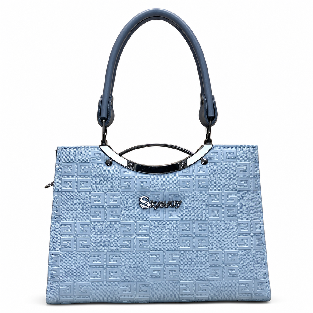 Geometric Embossed Double-Handle Handbag