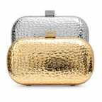 Textured Hard-Case Clutch with Crystal Clasp