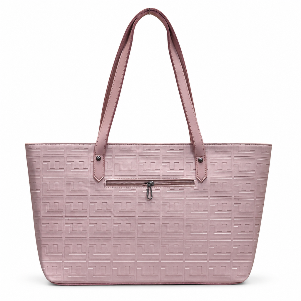 Structured Embossed Tote Bag with Scarf Accent