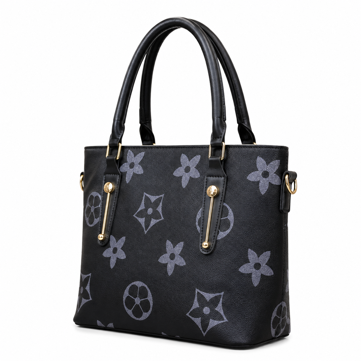 Floral-Pattern Structured Tote Bag