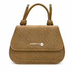 Textured Top-Handle Handbag with Scarf Accent