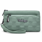Quilted Double-Zipper Wristlet Pouch