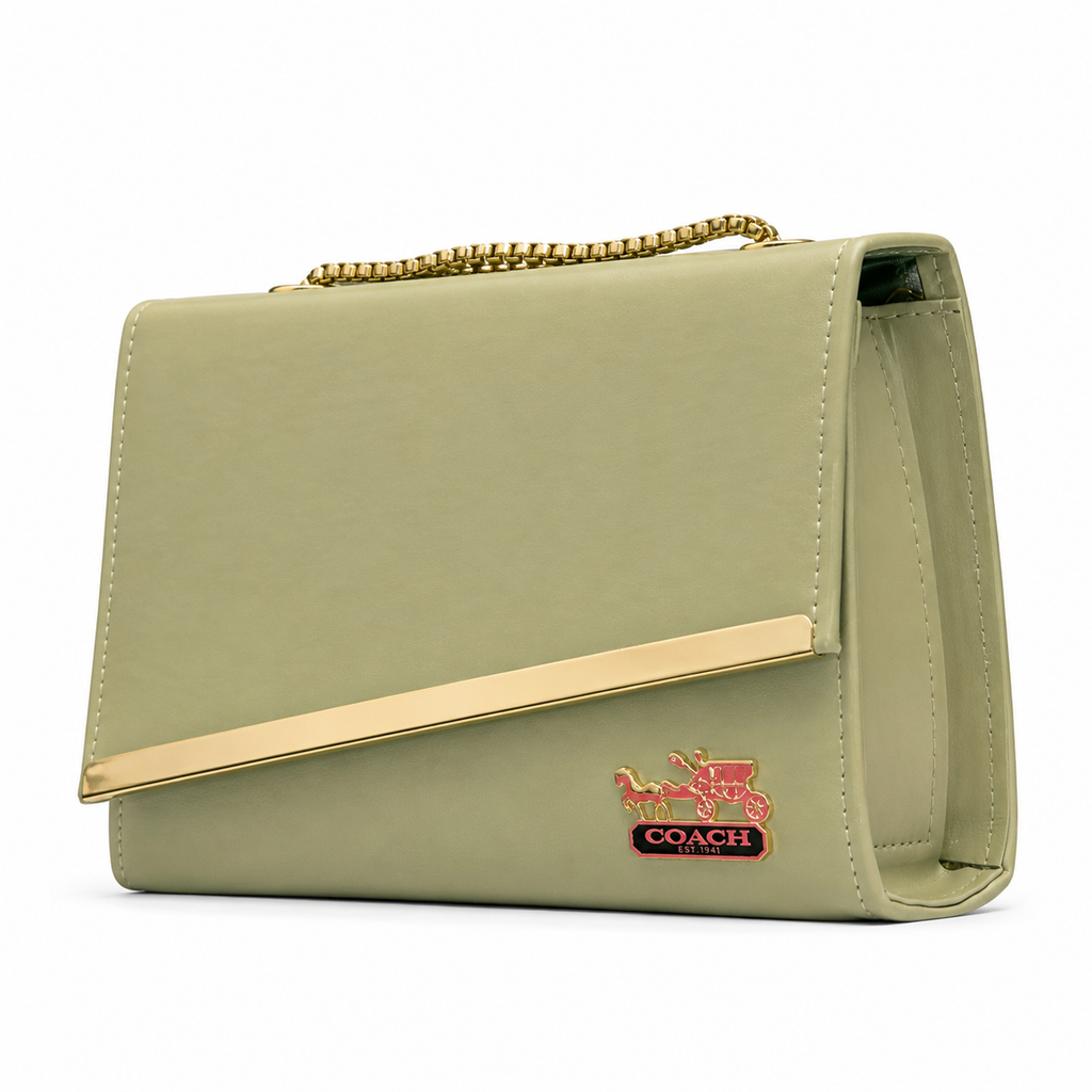 Diagonal-Bar Chain Flap Shoulder Bag
