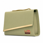Diagonal-Bar Chain Flap Shoulder Bag