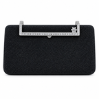 Textured Crystal-Frame Hard-Case Clutch