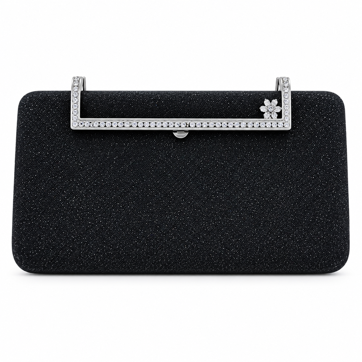 Textured Crystal-Frame Hard-Case Clutch