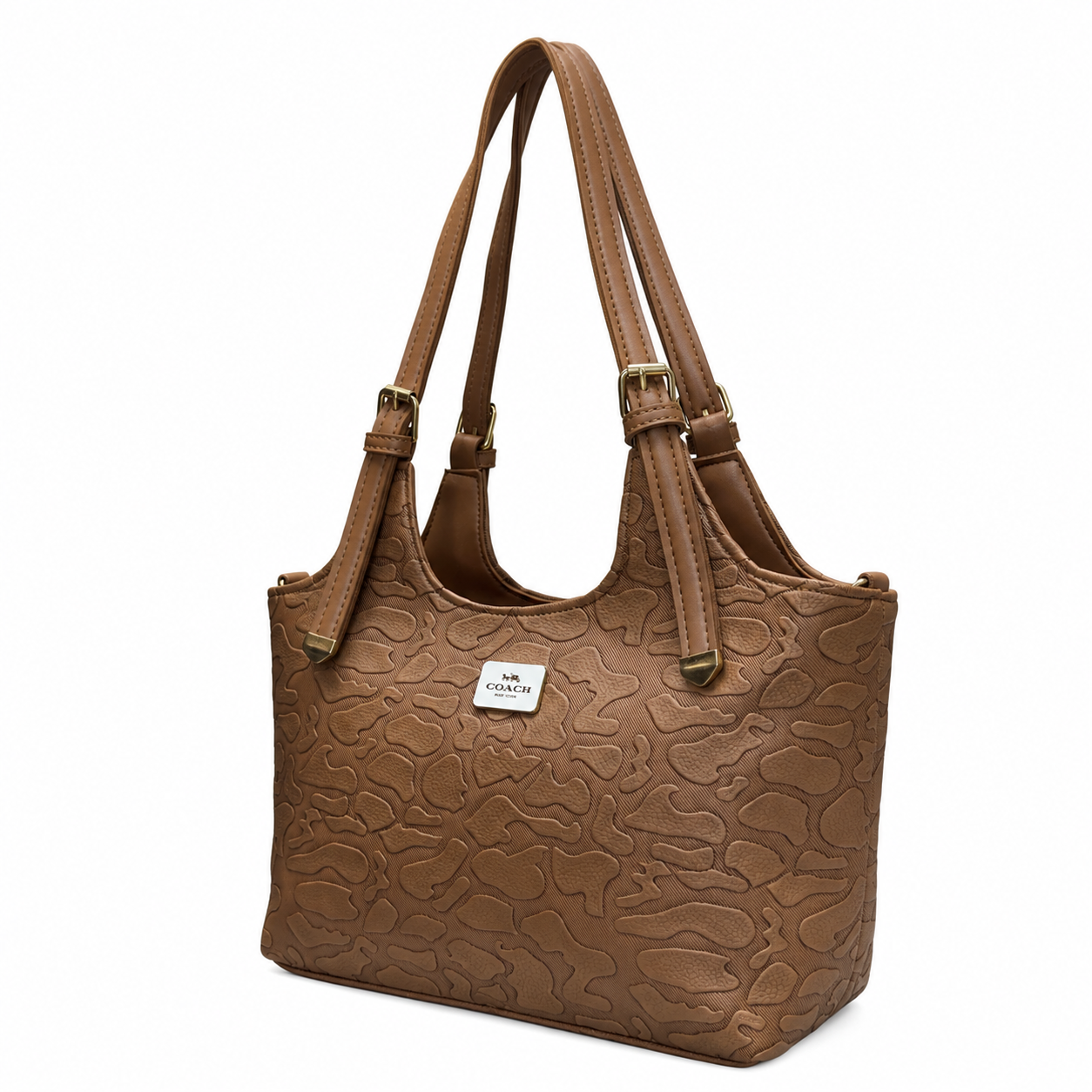 Structured Embossed Shoulder Tote Bag