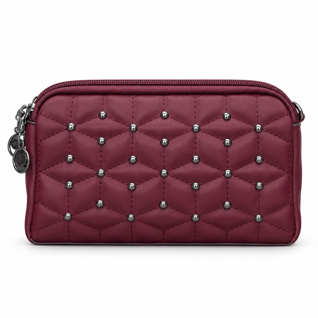 Quilted Beaded Zipper Clutch