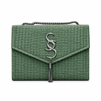 Woven-Texture Flap Clutch with Chain Strap
