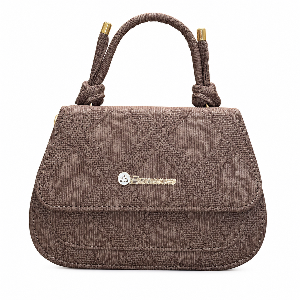 Textured Top-Handle Handbag with Scarf Accent