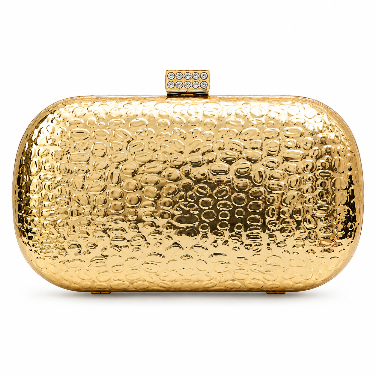 Textured Hard-Case Clutch with Crystal Clasp