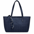 Structured Embossed Tote Bag with Scarf Accent
