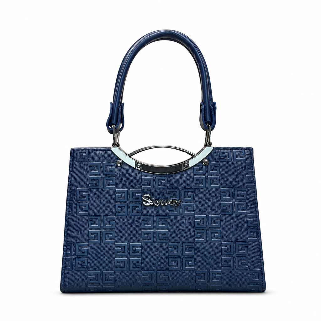 Geometric Embossed Double-Handle Handbag