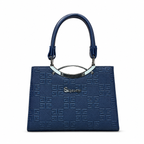 Geometric Embossed Double-Handle Handbag